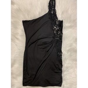 3/$15 Black Floral Lace One-Shoulder Mini Dress